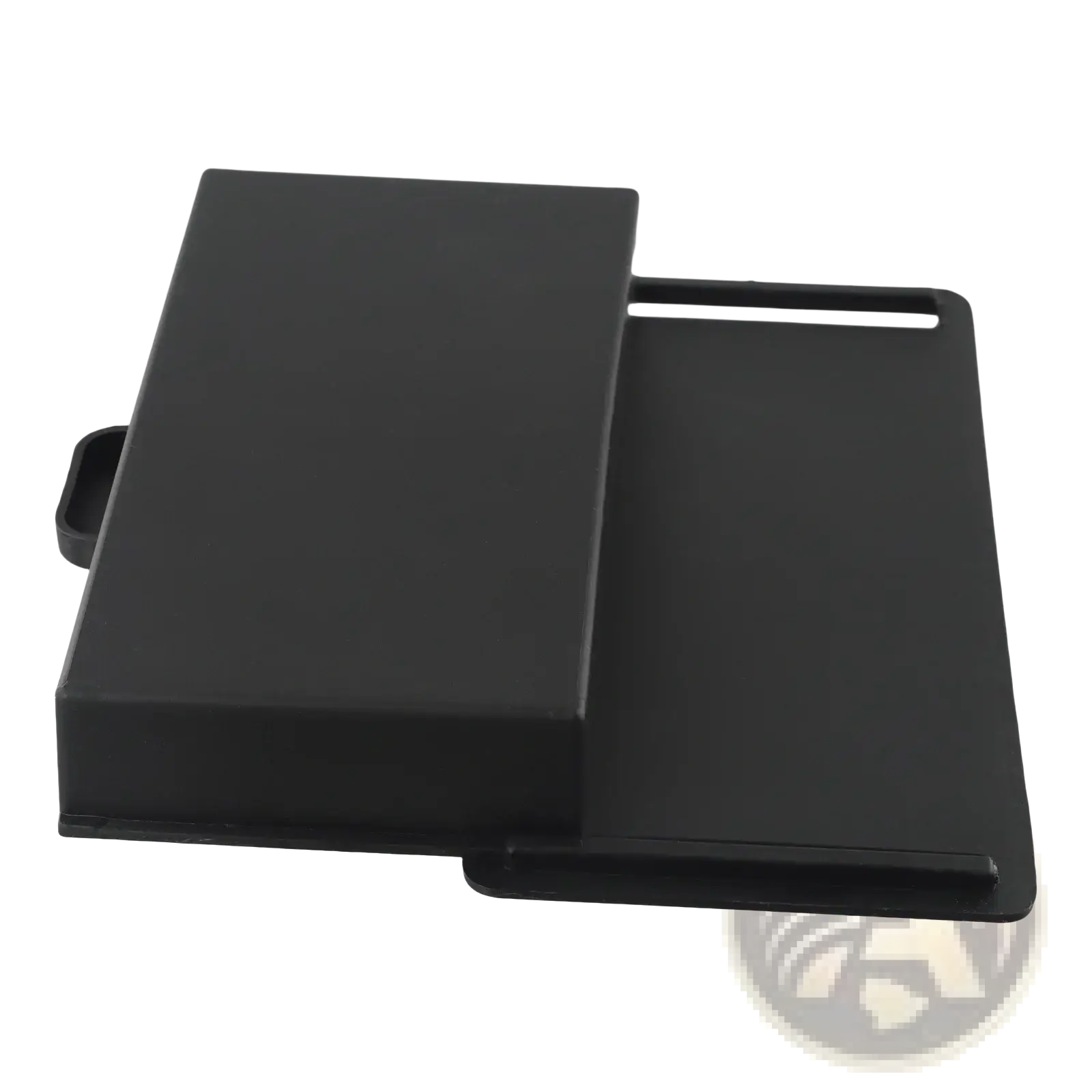 Black plastic under desk drawer organizer abs storage box with rectangular lid and integrated handle
