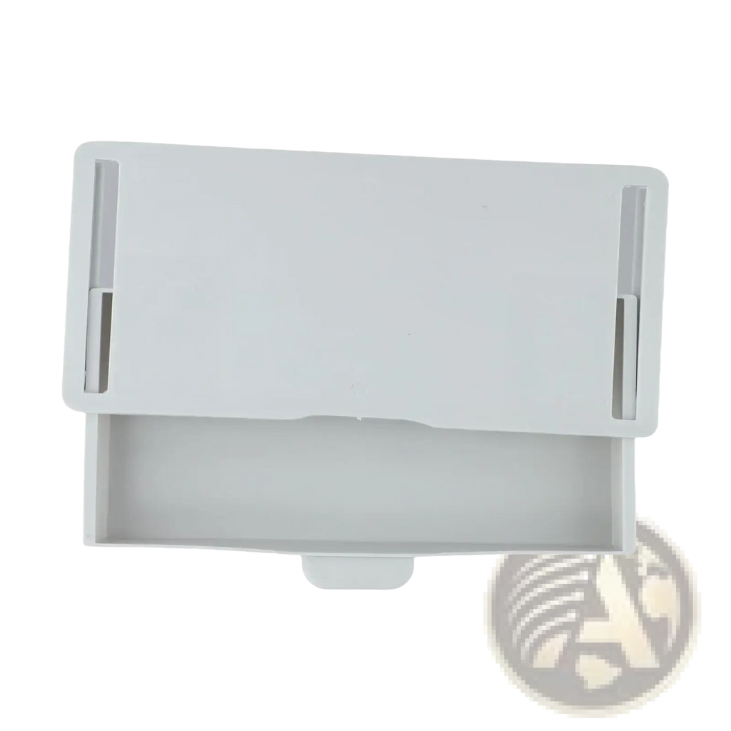 White plastic under desk drawer organizer abs storage box with a sleek minimalist tablet stand and integrated slots