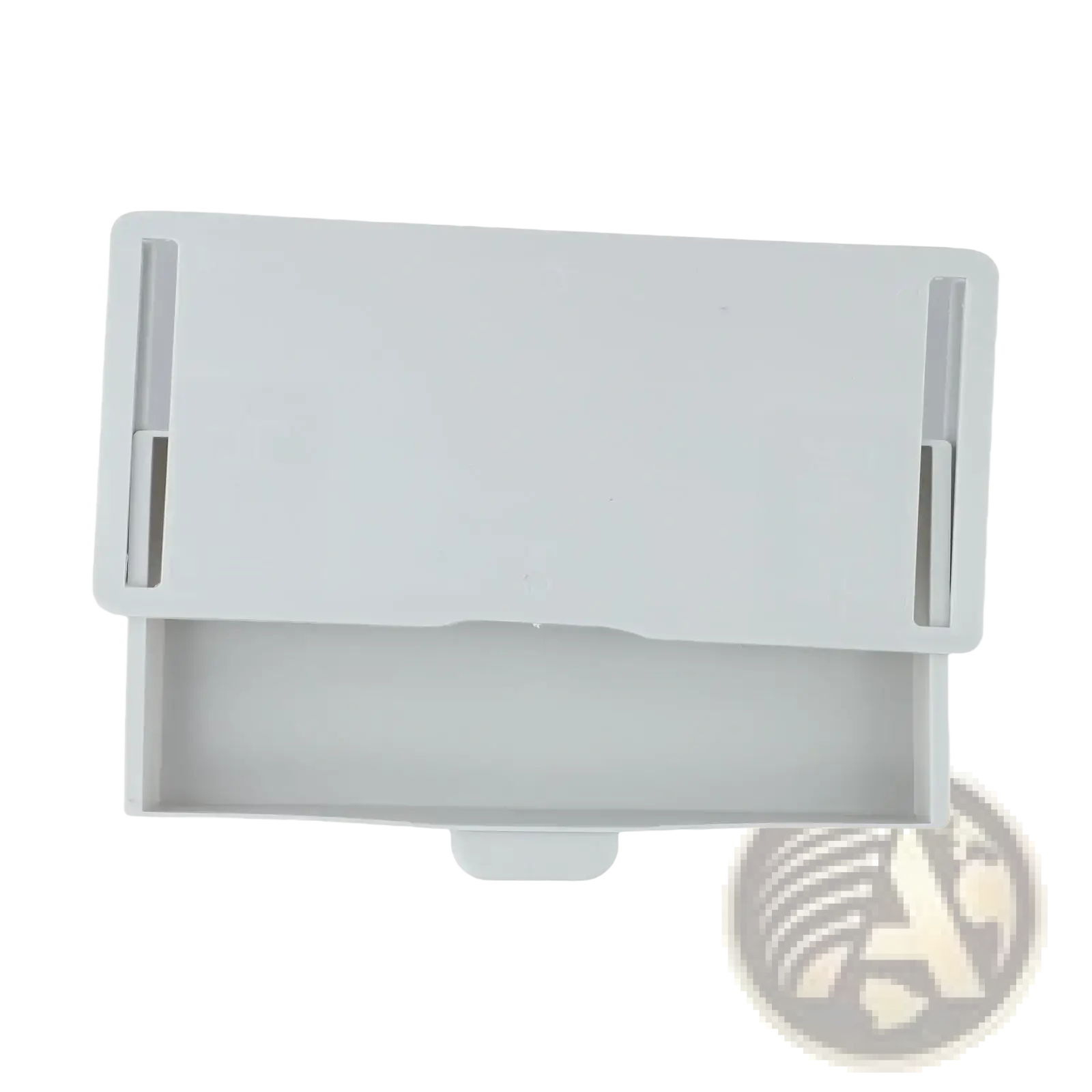 White plastic under desk drawer organizer abs storage box with a sleek minimalist tablet stand and integrated slots