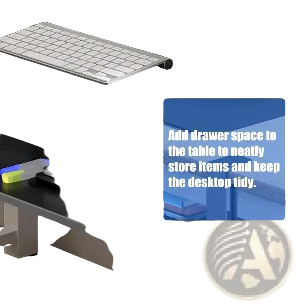 Under desk laptop tray with sleek black surface and metallic silver legs for under-table notebook storage and cable management