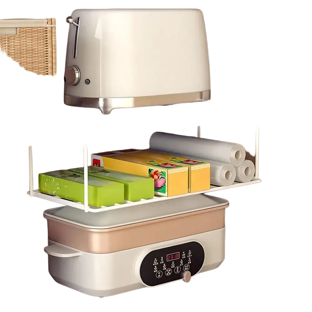 White metal under shelf shoe storage basket organizer with sleek minimalist design for kitchen or closet storage