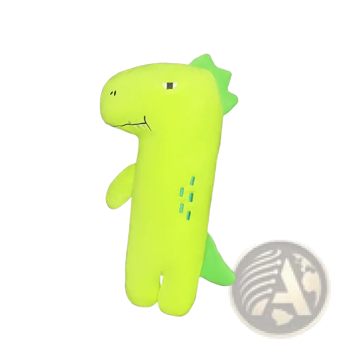 Bright lime green plush dinosaur shaped car seat backrest for kids featuring a soft unicorn car seat belt pillow