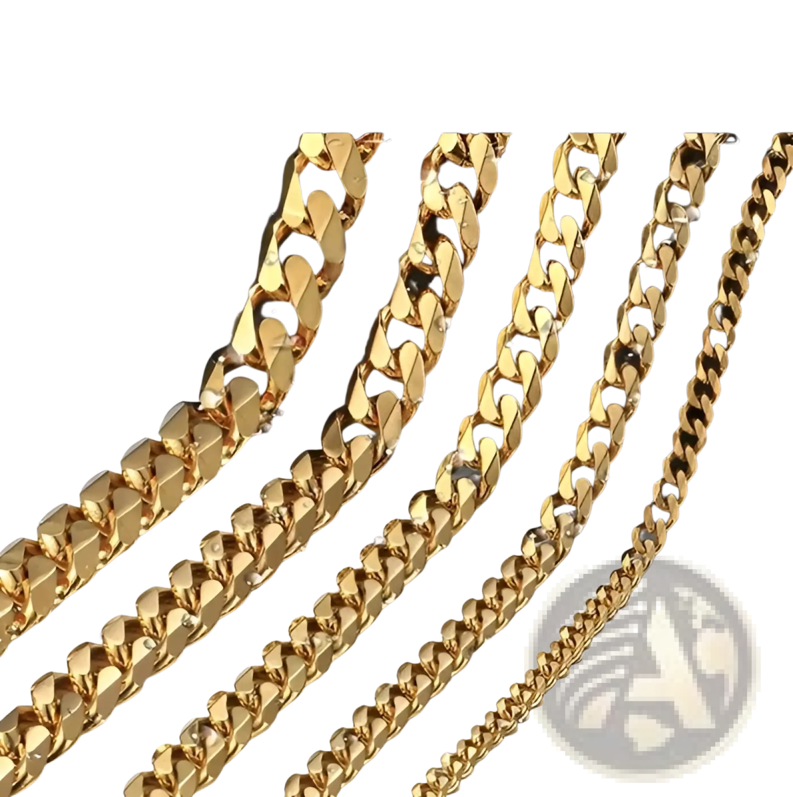 Unisex 18k gold plated stainless steel curb chain necklace with a polished reflective finish