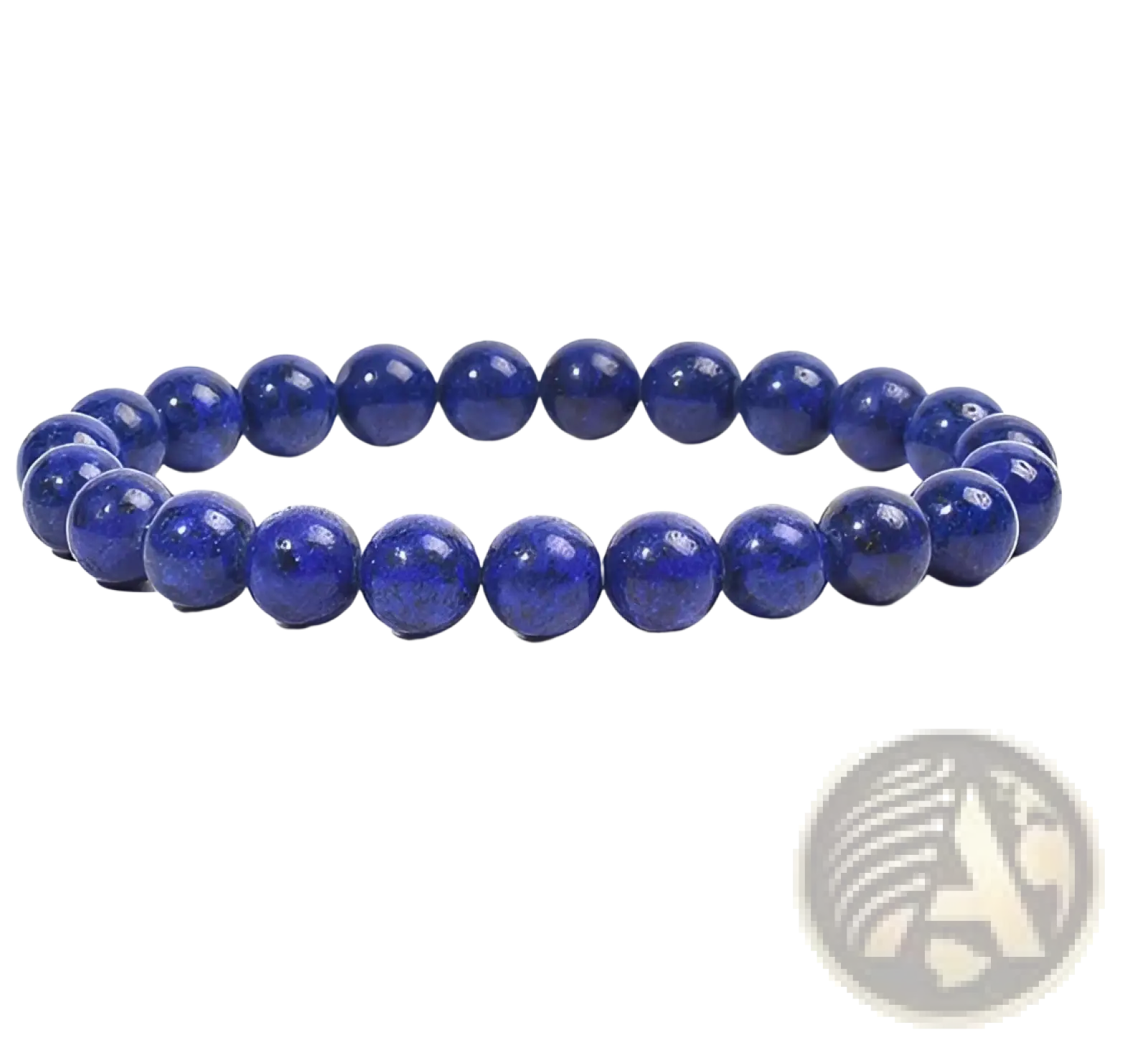 A smooth deep blue lapis lazuli bead bracelet with a polished finish featured in a unisex 8mm polished agate and amethyst stretch bracelet
