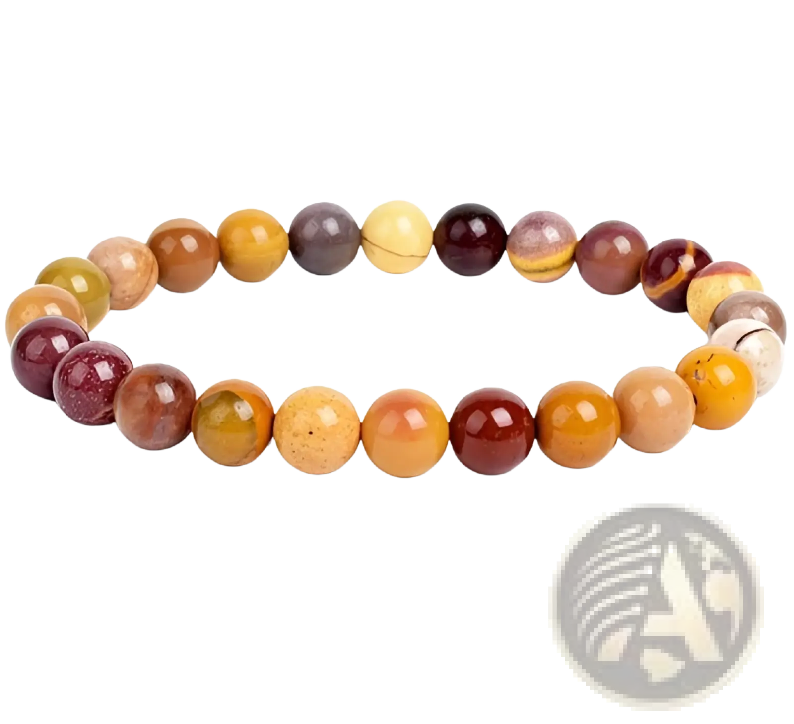 Unisex 8mm polished agate and amethyst stretch bracelet with smooth beads in amber, burgundy, and brown tones