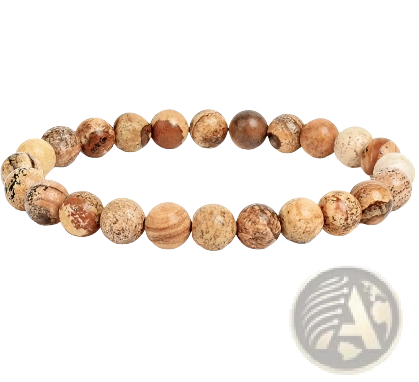 Unisex 8mm polished agate and amethyst stretch bracelet with natural wood beads in earthy tones and smooth finish