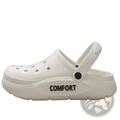 Unisex eva casual summer slippers white clog sandal with black comfort lettering and thick textured sole