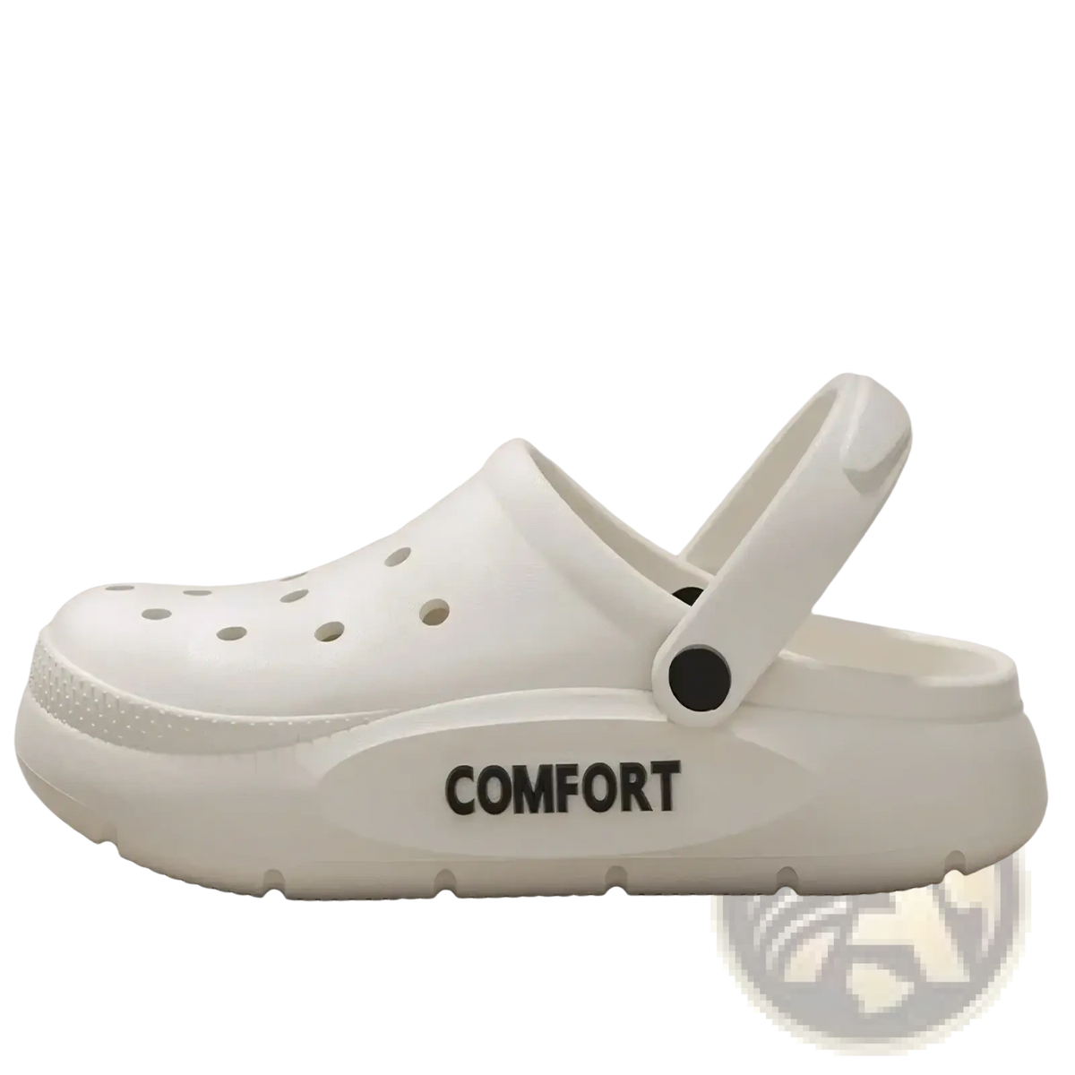 Unisex eva casual summer slippers white clog sandal with black comfort lettering and thick textured sole