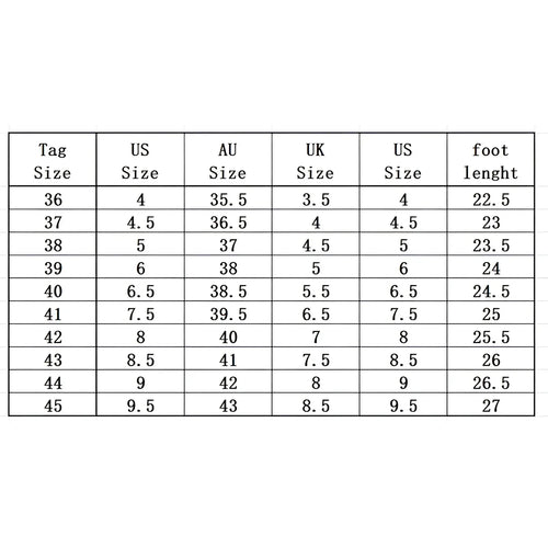 A clear black-and-white size conversion chart for unisex neon graphic low top soccer cleats for all terrains