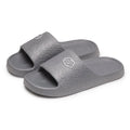 Gray rubber unisex non slip eva cloud slides with a smiling face on the strap for indoor and outdoor use