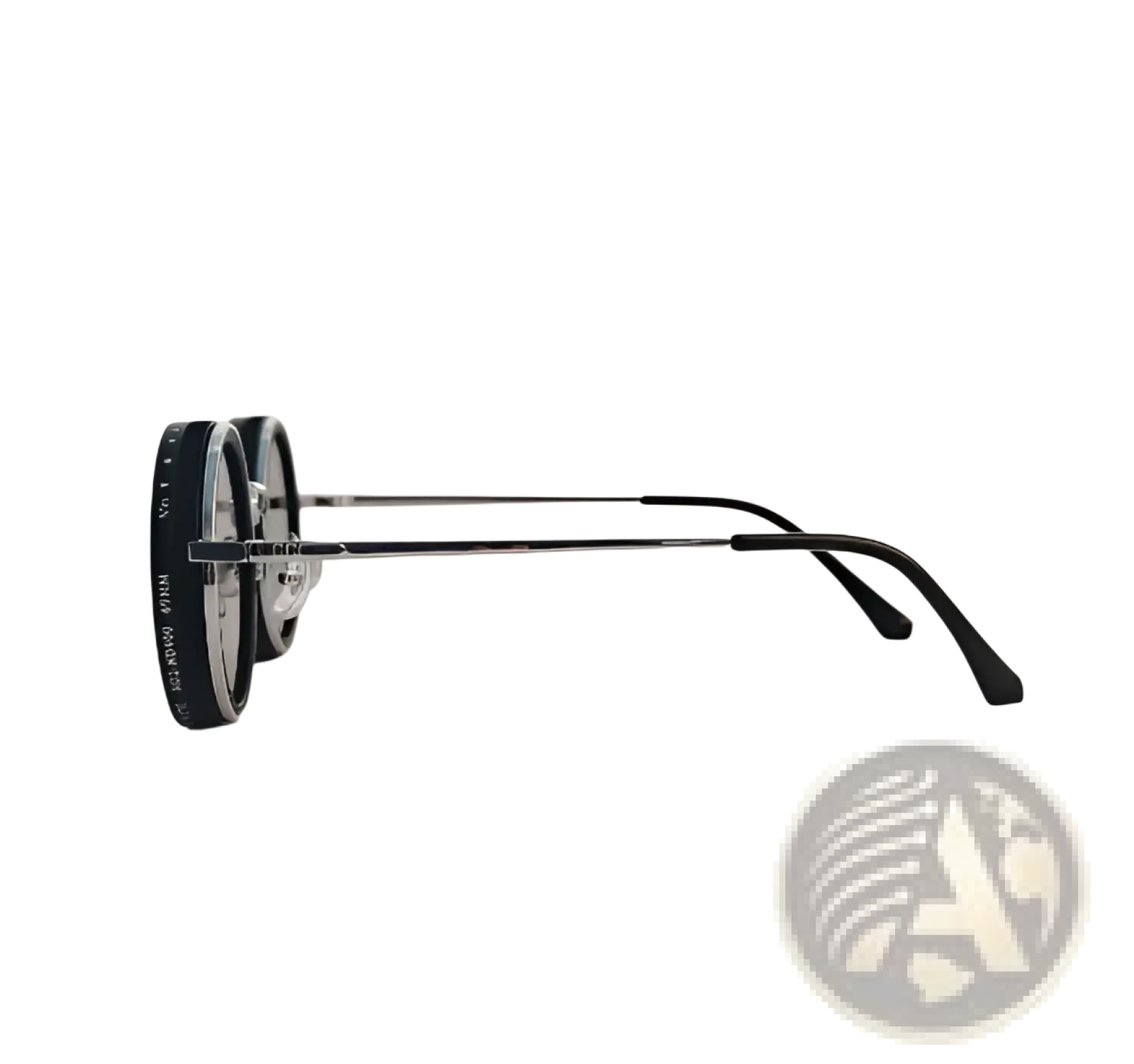 Unisex round uv resistant sunglasses with black round frames and metallic accents in a sleek modern design