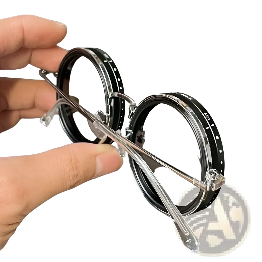 Unisex round uv resistant sunglasses with black metal frames and clear temple arms in a vintage-inspired design