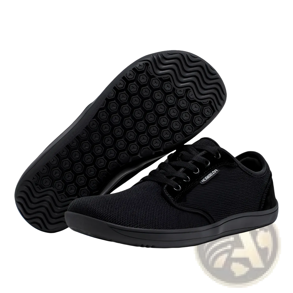 Unisex suede leather low-top casual sports shoe gs6968 in black woven fabric with hexagonal tread sole pattern