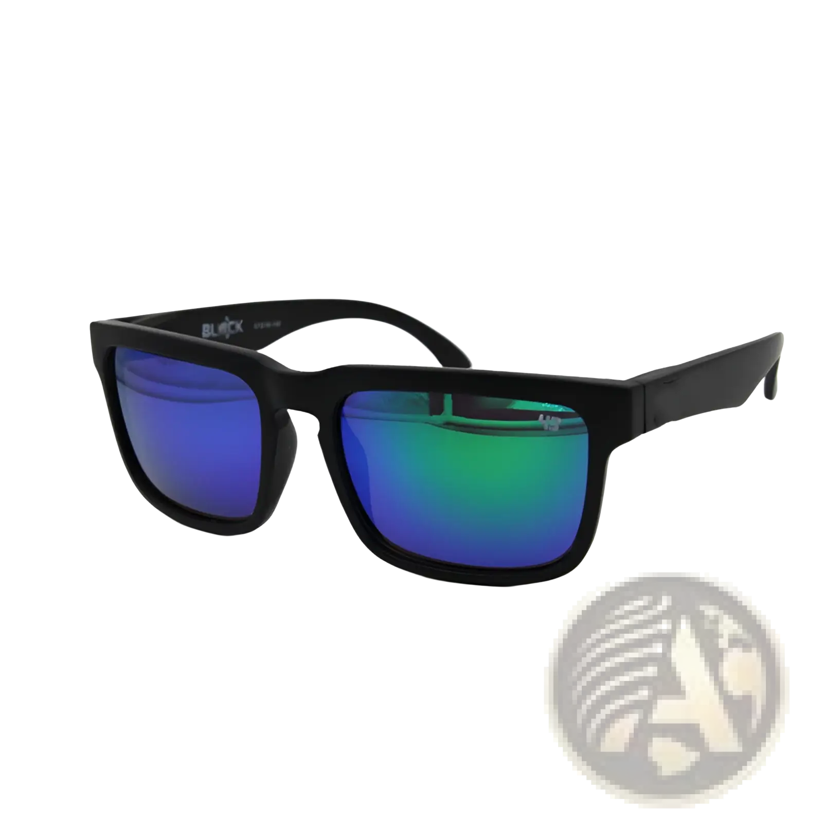 Black-framed unisex uv400 sport cycling sunglasses with gradient blue and green mirrored lenses