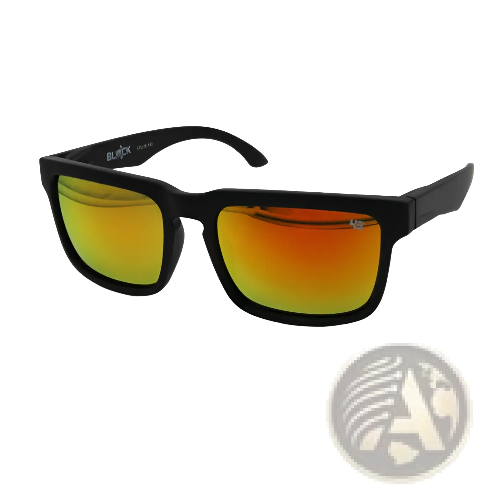 Black-framed unisex uv400 gradient mirror sport cycling sunglasses with orange and yellow mirrored lenses