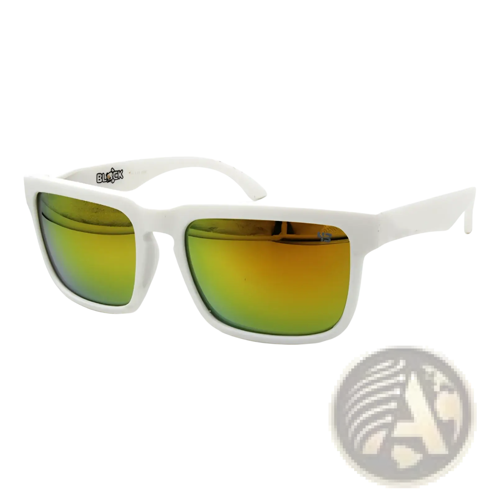 White-framed unisex UV400 sport cycling sunglasses with gradient green to yellow mirrored lenses