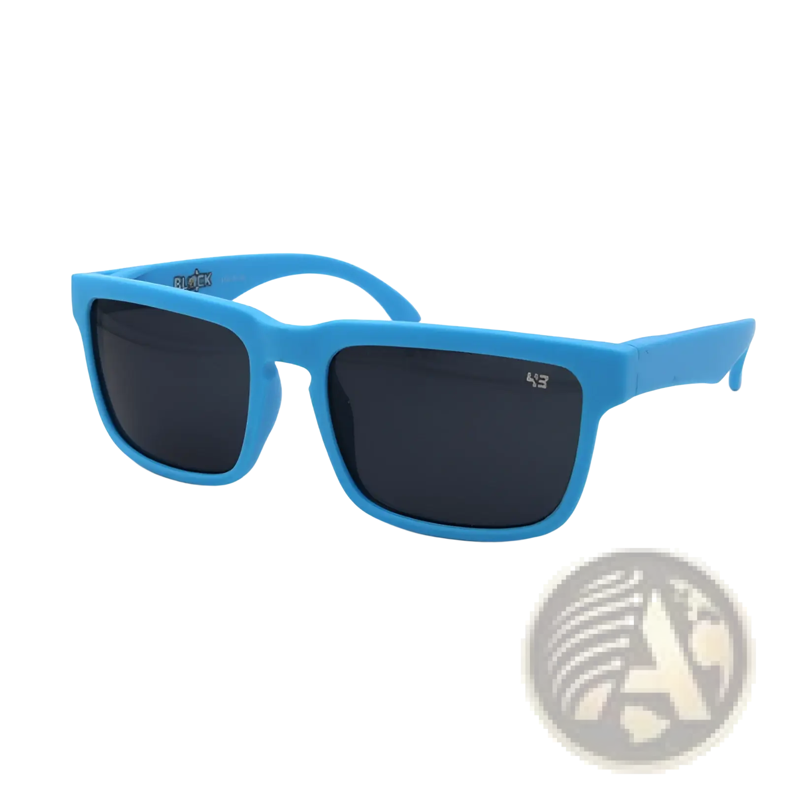 Unisex uv400 gradient mirror sport cycling sunglasses with bright blue plastic frame dark gray lenses and 49 logo on right temple