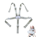 Light gray adjustable universal 5-point baby safety harness belt with plastic buckles and central locking mechanism