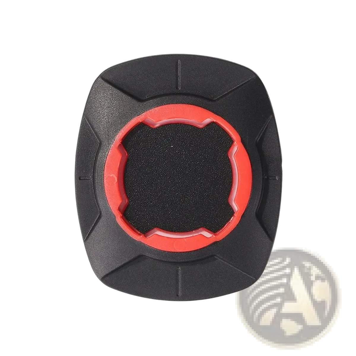 Black and red universal bike phone mount seat post clamp patch with textured black center for 360 rotation use
