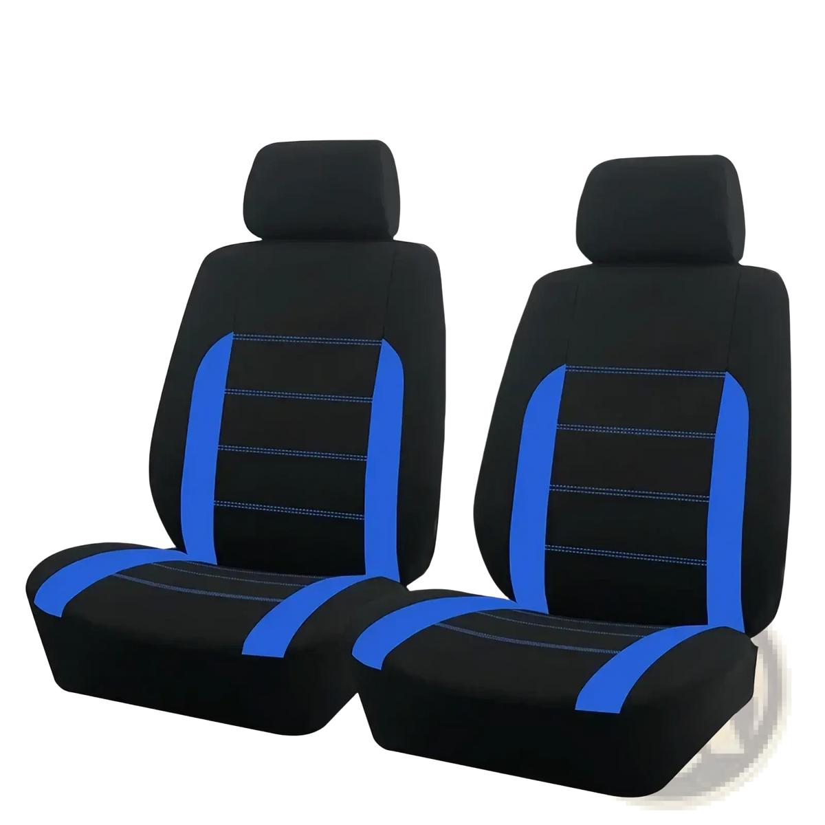Black and blue universal car seat covers full set with stitched accents designed for durable vehicle protection