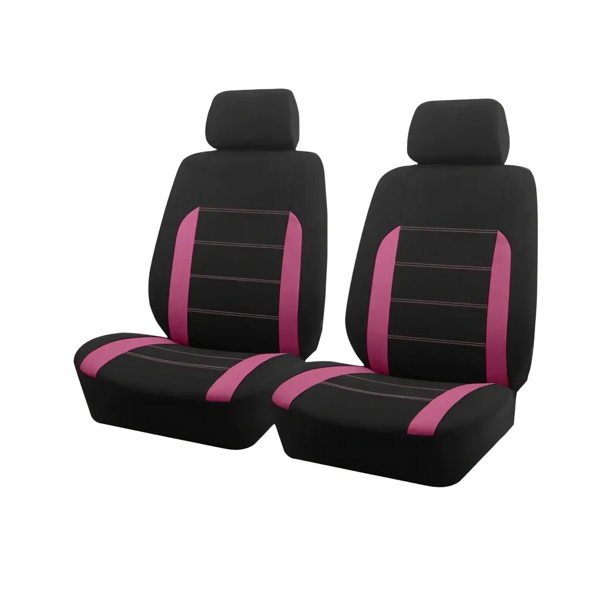 Universal car seat covers full set in black and pink with contrasting stitching designed for universal fit