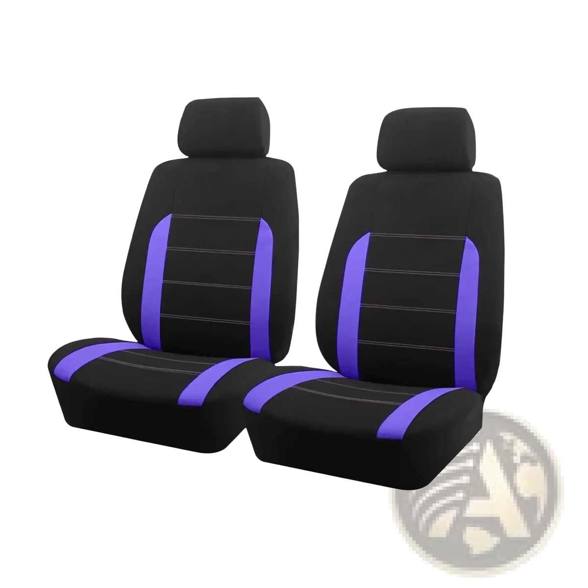 Universal car seat covers full set in black and purple with contrasting stitching for enhanced style and protection