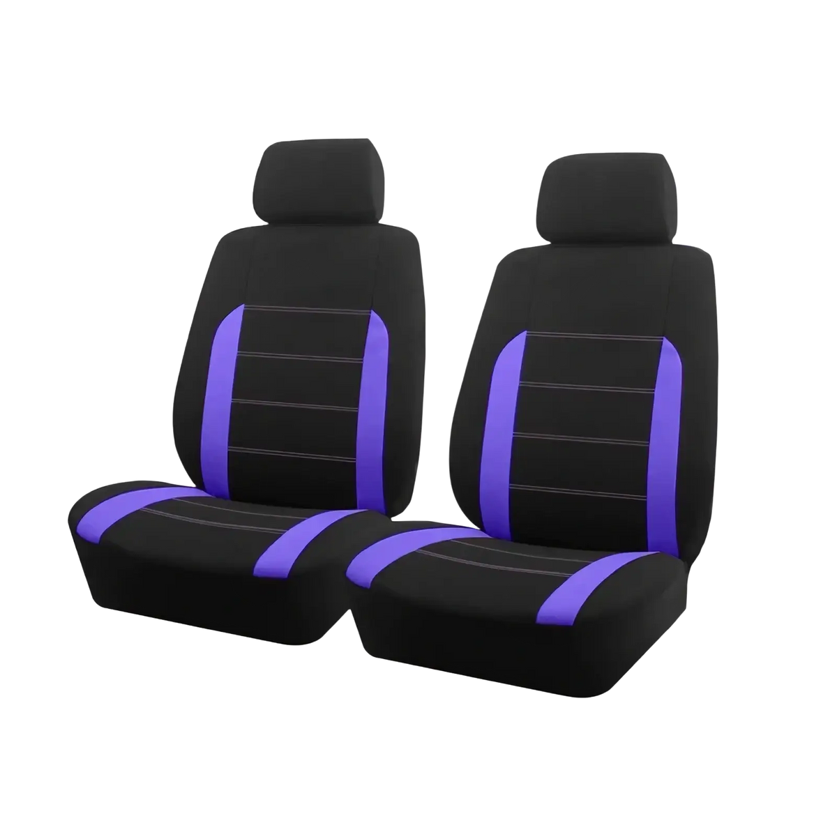 Universal car seat covers full set in black and purple with contrasting stitching for enhanced style and protection