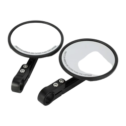 Universal motorcycle aluminum round rearview mirrors black circular sleek modern design with universal fitment shown from back side