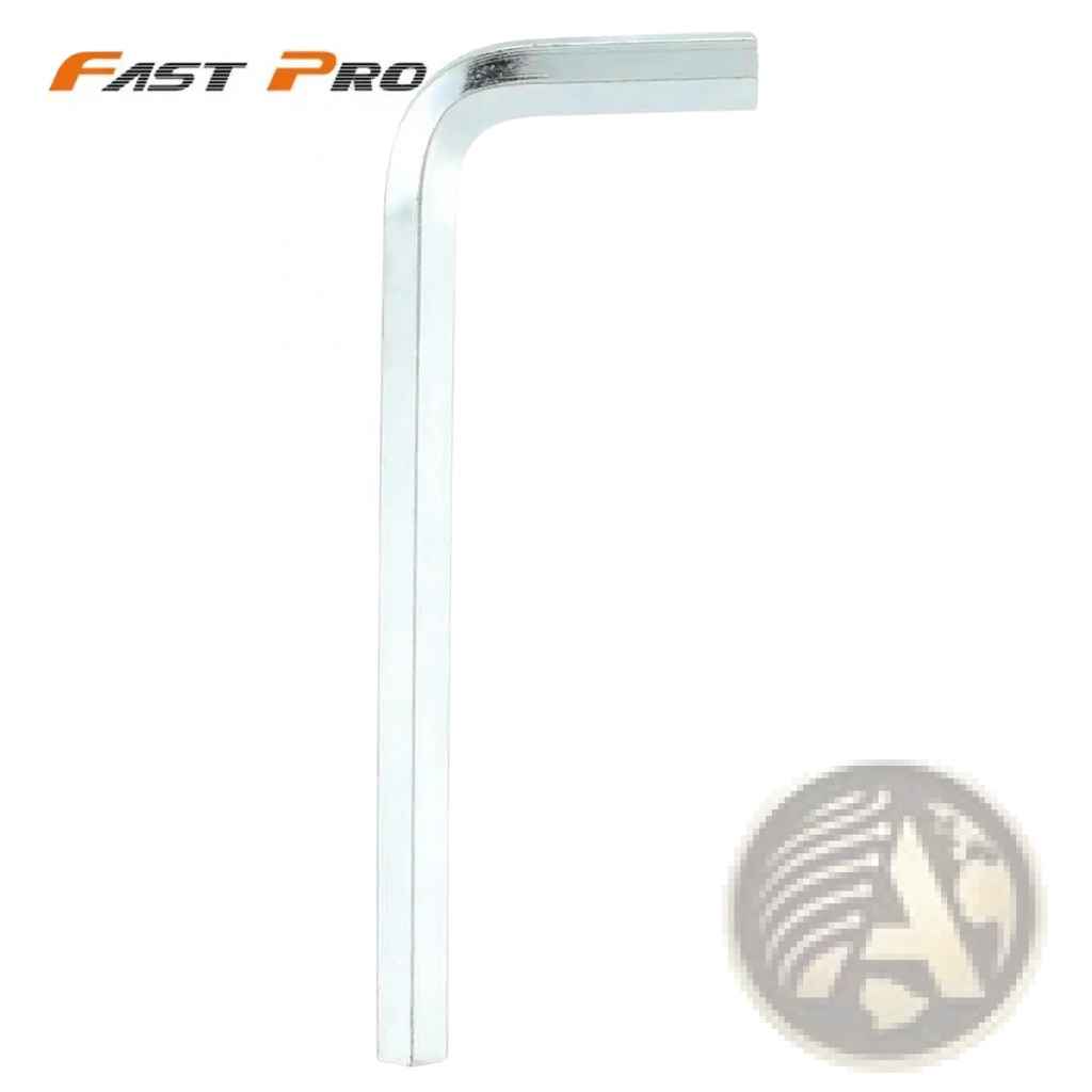 Silver-colored hexagonal l-shaped allen wrench with polished metallic finish for universal motorcycle aluminum round rearview mirrors