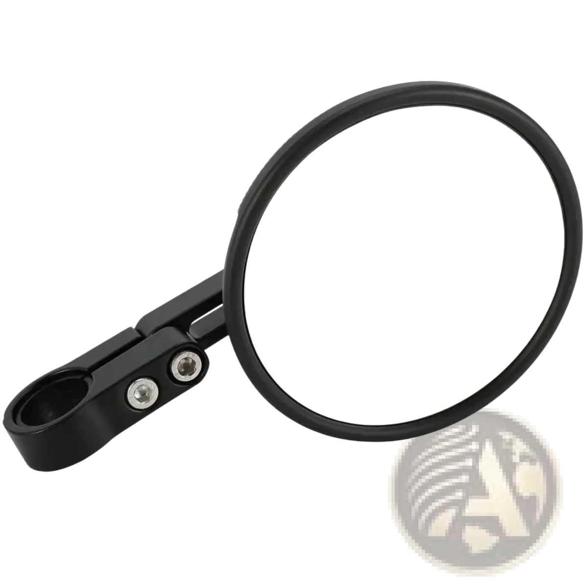 Black circular universal motorcycle aluminum round rearview mirror with matte finish and fast pro branding visible top side