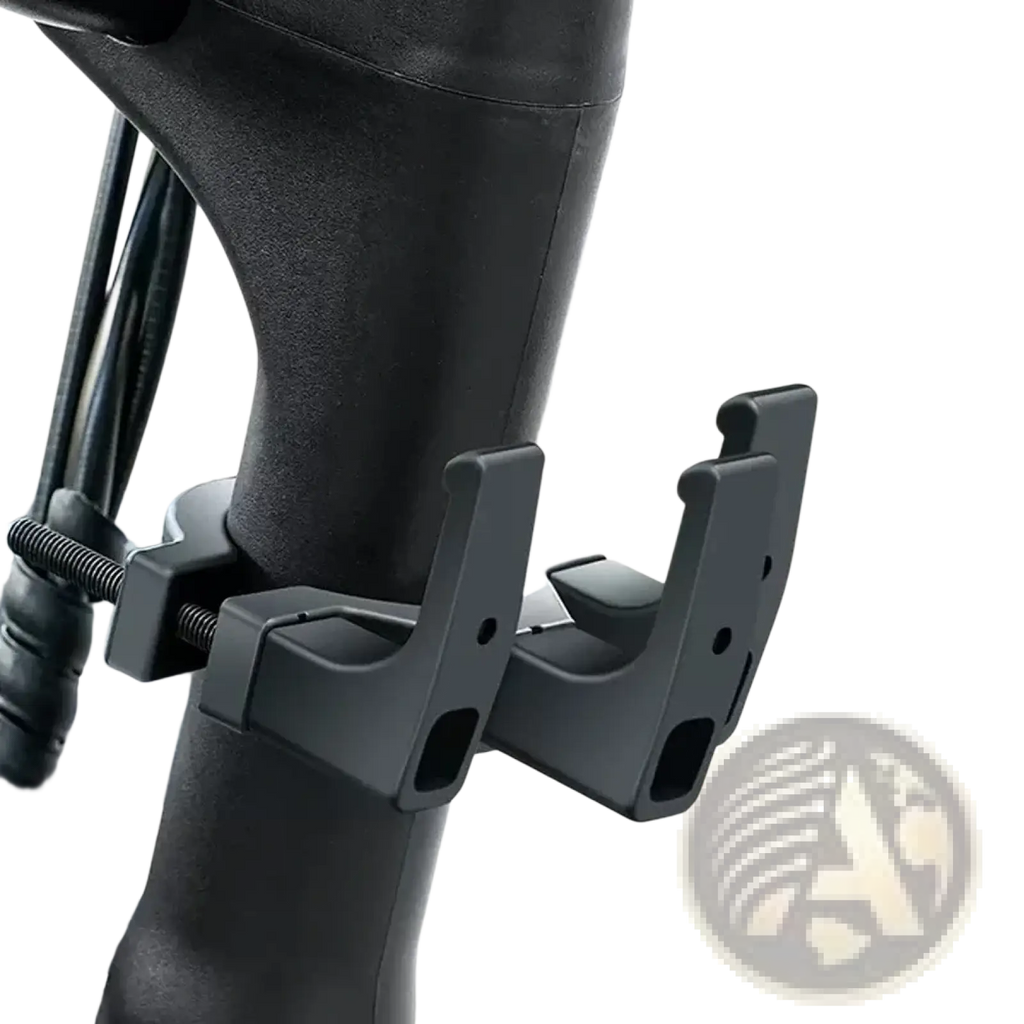 Black plastic universal motorcycle helmet bag hook hanger with three hooks for secure storage