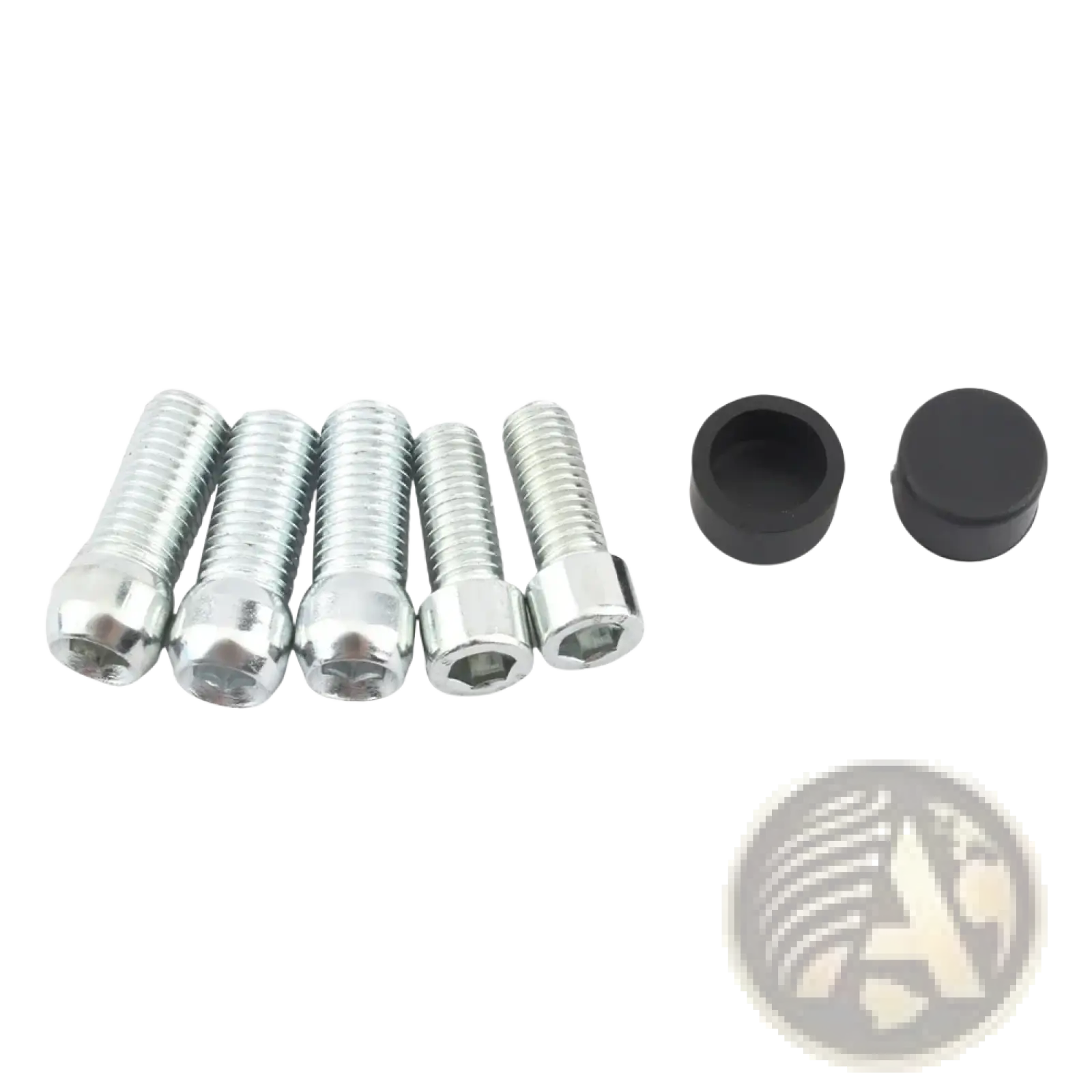 Set of five chrome-finished hex socket head screws with black plastic caps for universal motorcycle rearview mirrors black