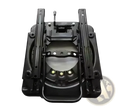 Black plastic universal rv swivel seat base with integrated mounting rails and central circular support structure