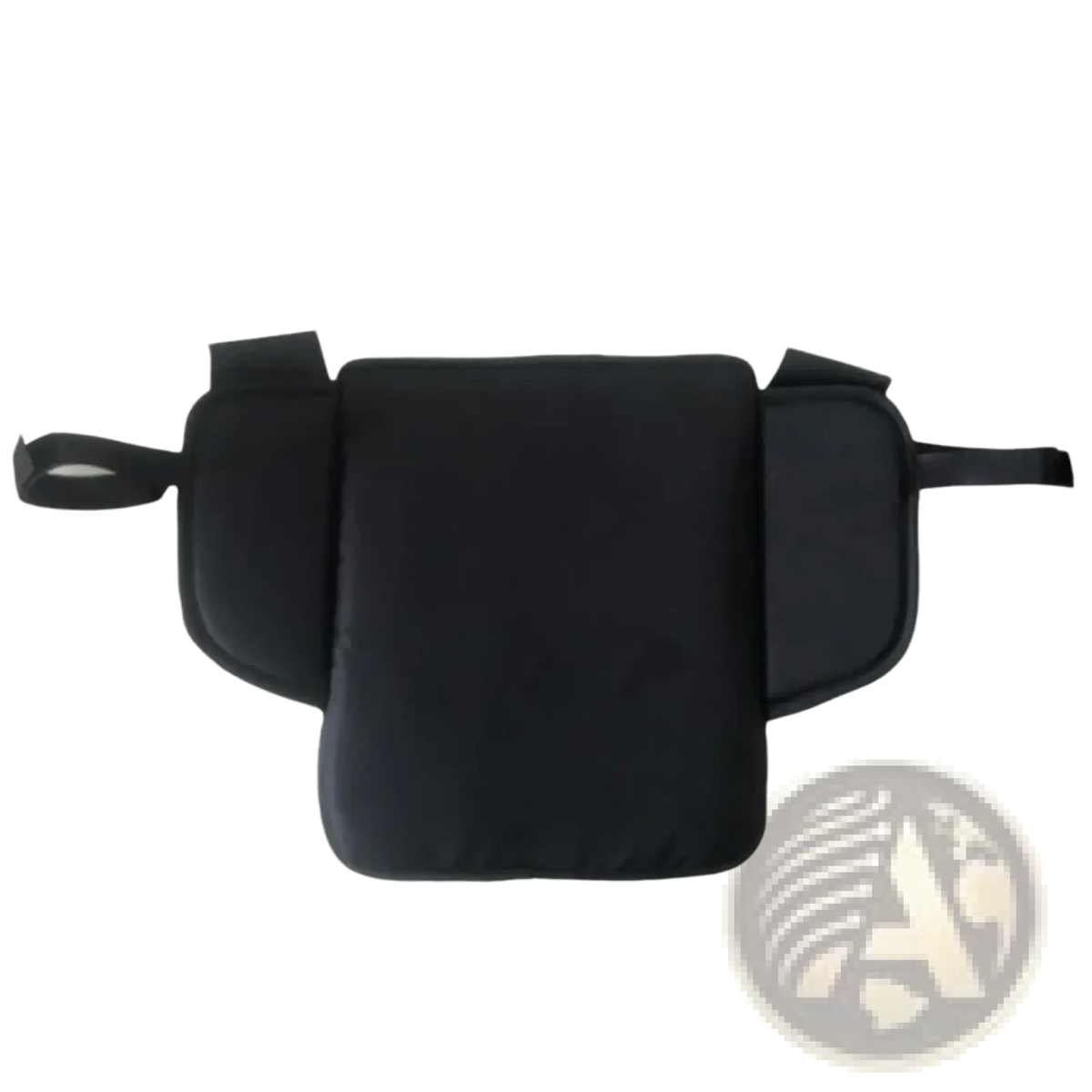 Black padded universal stroller extension footrest with two side pockets and adjustable straps for infant comfort