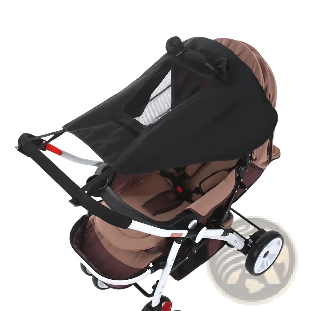 Black mesh universal stroller sun shade upf50 canopy with sheer panel and adjustable straps for stroller shade