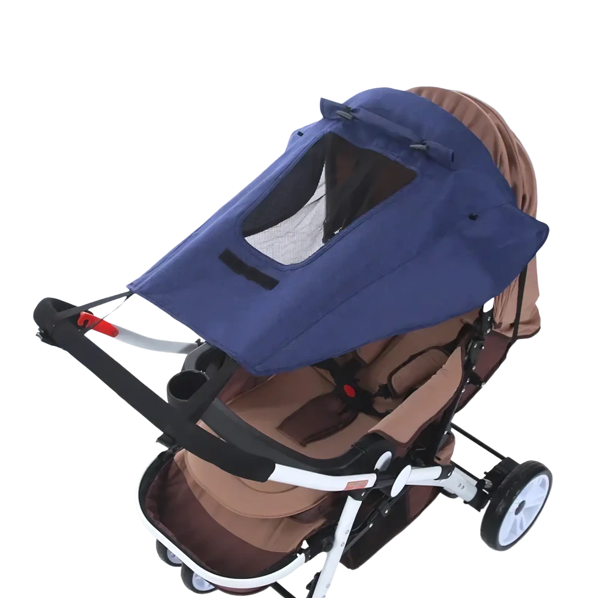 Blue fabric universal stroller sun shade upf50 canopy with mesh window designed for stroller protection