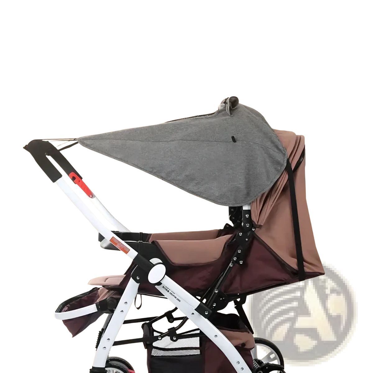 Gray and brown universal stroller sun shade with upf50 plus canopy for sun protection on stroller