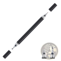 Black universal stylus pen with silver metallic tips and caps featuring a sleek ergonomic design for touchscreen devices