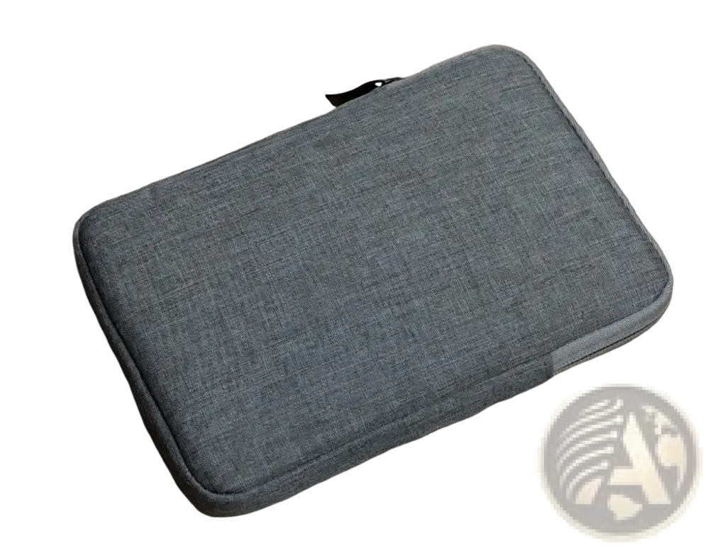 Gray textured universal tablet sleeve pouch bag with zipper closure made of durable material for secure protection