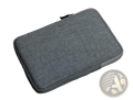 Gray textured universal tablet sleeve pouch bag with zipper closure made of durable material for secure protection