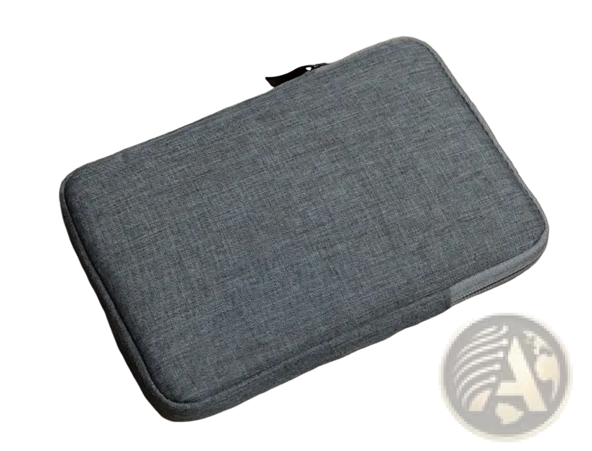 Gray textured universal tablet sleeve pouch bag with zipper closure made of durable material for secure protection