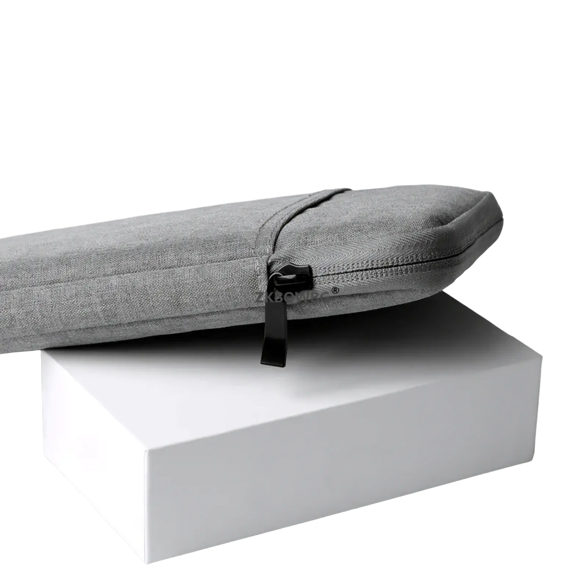 Gray textured universal tablet sleeve pouch bag with black zipper and pull tab for tablet protection and storage