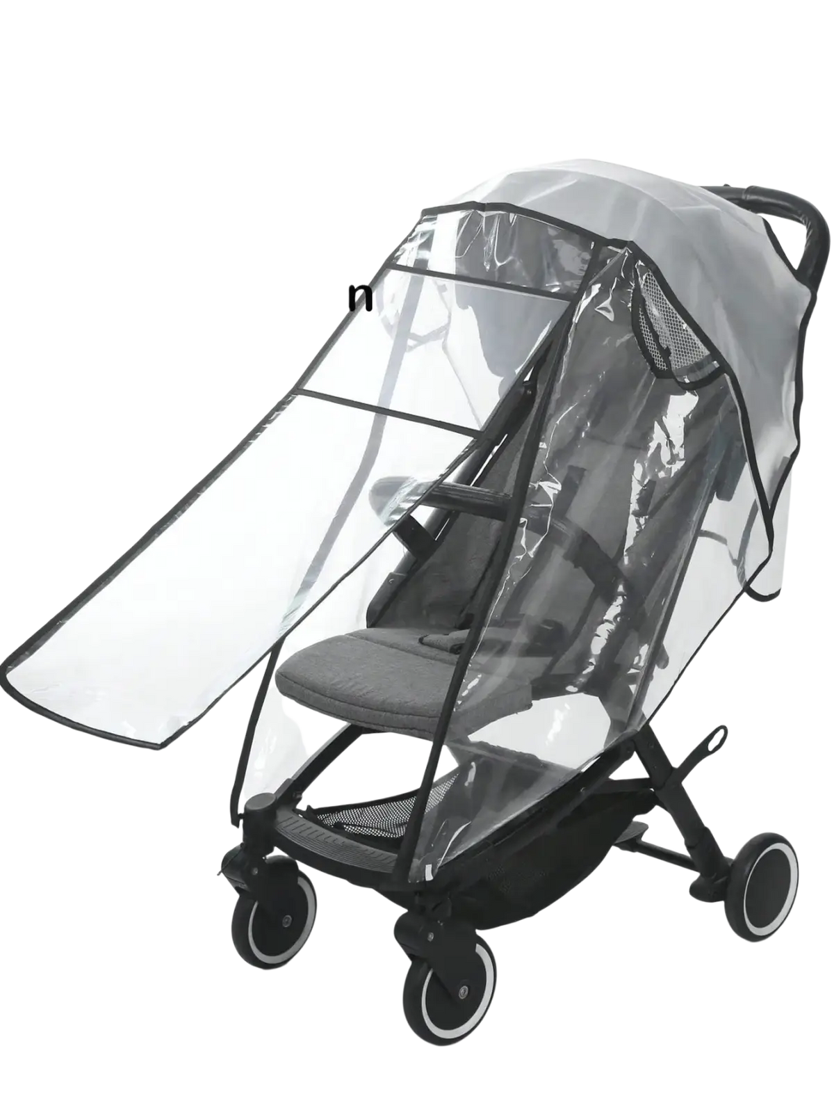 Universal transparent baby stroller rain cover made of transparent EVA with all-front open design for easy access