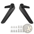 Black plastic universal tv stand base pedestal replacement legs with included screws and washers for mounting