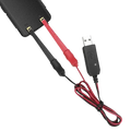 Red and black universal usb charger cable with insulated probes for phone battery testing and walkie talkie batteries