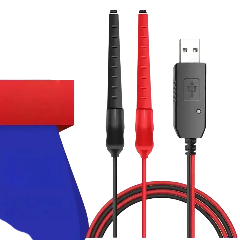 Red and black test probe cables with usb connector for universal usb charger cable for walkie talkie batteries