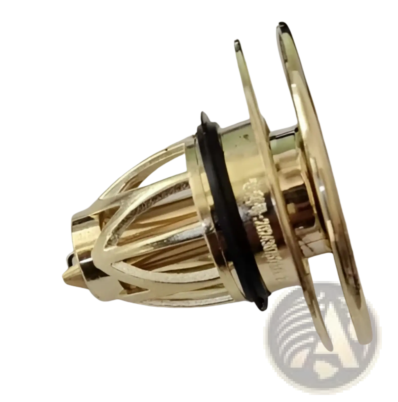 Gold-colored sus304 metal wash basin drain filter with cage design and black rubber gasket for universal use