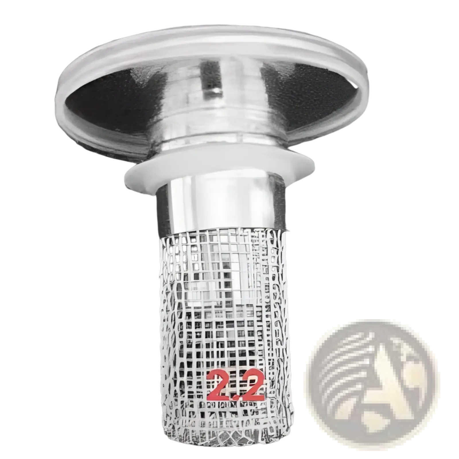 Clear plastic and metallic mesh universal wash basin drain filter with sus304 chrome threaded cap in silver tone