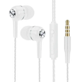 White universal wired headphones with mic volume control braided cable bass phone earphones and gold 35mm jack