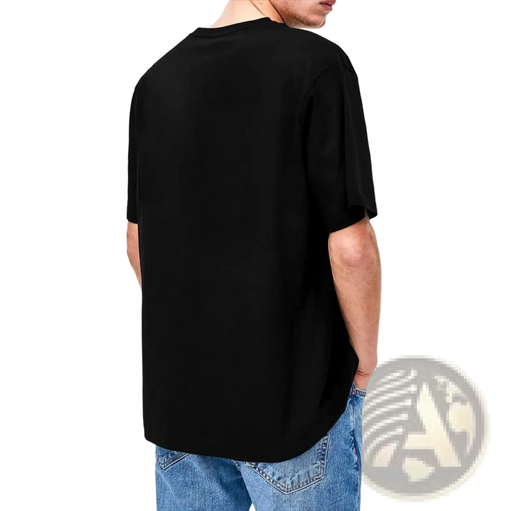 Black oversized short-sleeved cotton t shirt with relaxed fit from The Untamed Chinese Drama men plus size collection